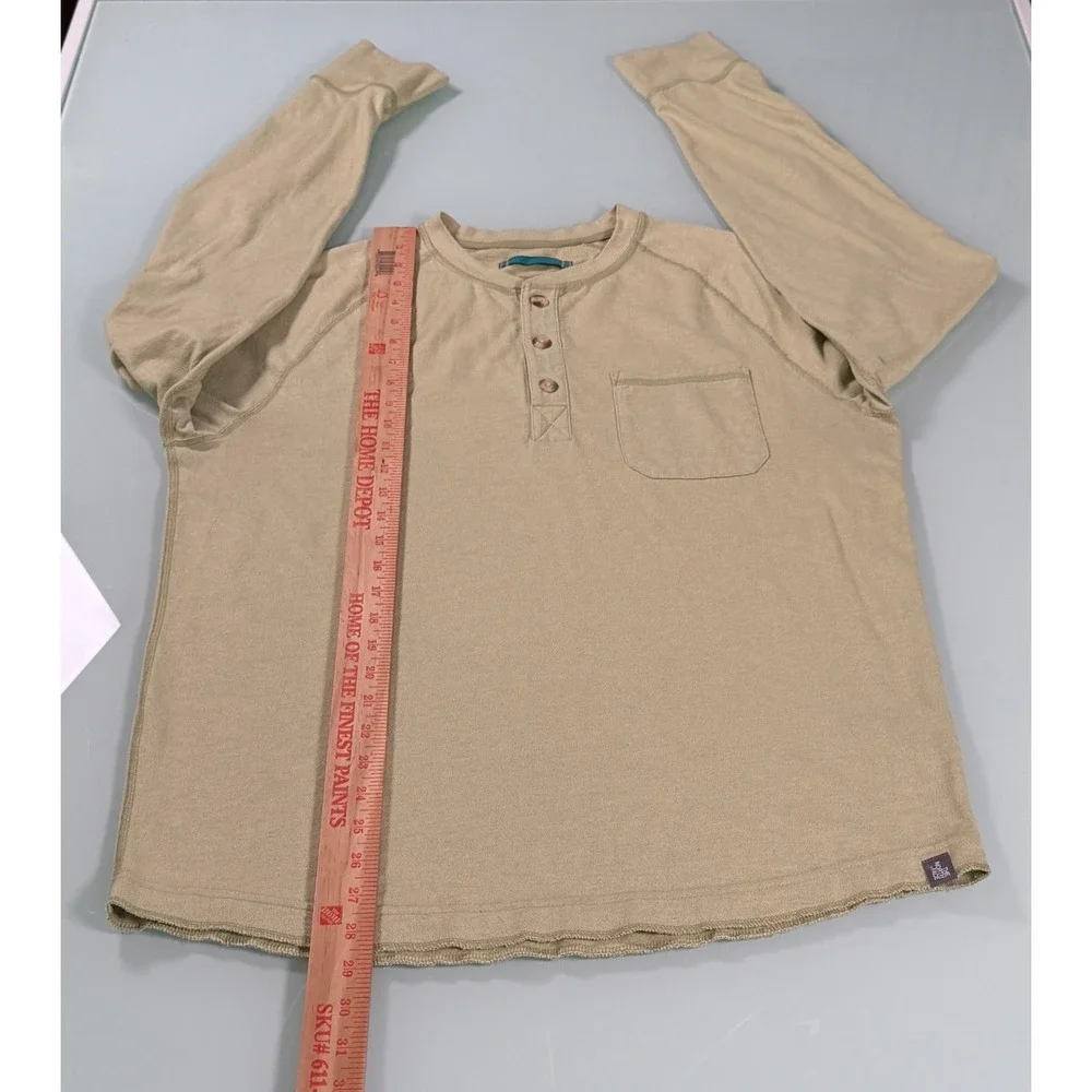 VTG The North Face Beige Cotton Blend Mens 3 Button Henley - Large